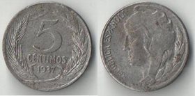 Испания 5 сантимов 1937 год (железо) (год-тип, нечастый тип и номинал)
