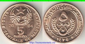Мавритания 5 угий 2004 год (тип II, 2003-2004) (алюминий-бронза) (редкий тип)