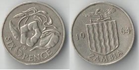 Замбия 6 пенсов 1964 год (Британская)