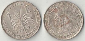 Гваделупа 1 франк 1921 год