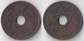 Нигерия Британская 1 пенни 1959 год (Елизавета II)