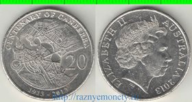 Австралия 20 центов 2013 год (Елизавета II) (Канберра - 100 лет) (редкий тип)