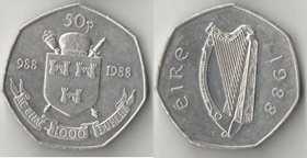 Ирландия 50 пенсов 1988 год (Дублин Миллениум) (нечастый тип)