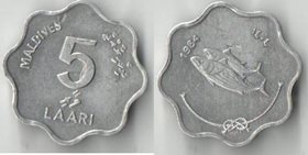 Мальдивы 5 лаари (1984-1990) (тип V, алюминий)