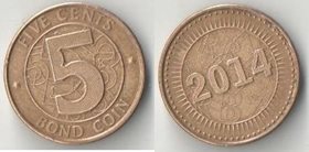 Зимбабве 5 центов 2014 год (нечастый тип)
