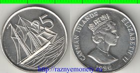 Кайман острова 25 центов (1992-1996, никель-сталь) (Елизавета II)