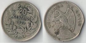 Чили 20 сентаво 1922 год (сточена)