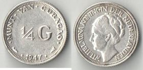 Кюрасао 1/4 гульдена 1947 год (тип II) (Вильгельмина) (серебро)