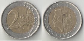 Нидерланды 2 евро 2001 год (тип I) (Беатрикс) (биметалл)