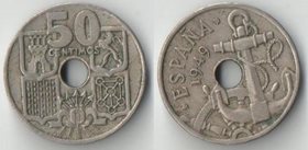 Испания 50 сантимов 1949 год (тип I) (год в звезде 1951-1962)