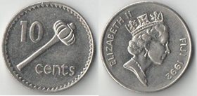 Фиджи 10 центов (1990-2006) (Елизавета II) (тип III, никель-сталь) (гурт рубчатый)