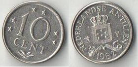 Нидерландские Антиллы 10 центов (1982-1988) (Беатрикс, тип I, птичка)