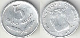 Мали 5 франков 1961 год