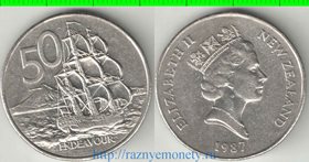 Новая Зеландия 50 центов (1986-1998) (Елизавета II) (тип III)царапина