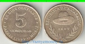 Никарагуа 5 кордоба 1987 год (Шляпа) (год-тип)