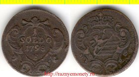 Гориция (Италия) 1 сольдо 1798 год F - Леопольд II  (тип 1792-1800) - РЕДКОСТЬ