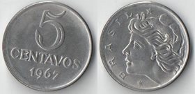 Бразилия 5 сентаво 1967 год (вес 3,97г)