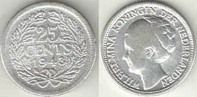 Кюрасао, Суринам 25 центов (1941-1943Р) (серебро)