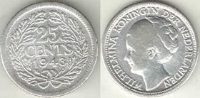 Кюрасао, Суринам 25 центов (1941-1943Р) (серебро)