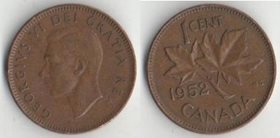 Канада 1 цент (1951-1952) (Георг VI, не император)