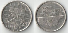Нидерланды 25 центов (1982-1988) (Беатрикс, тип I, птичка)