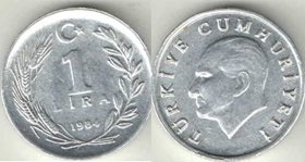 Турция 1 лира 1984 (год-тип) поздняя луна -  РЕДКОСТЬ