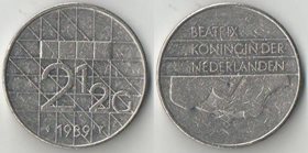Нидерланды 2 1/2 гульдена 1989 год (Беатрикс, тип II, ромбик)