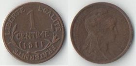 Франция 1 сантим 1911 год (редкий номинал)