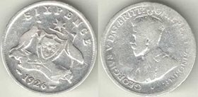 Австралия 6 пенсов 1926 год (Георг V) (серебро)