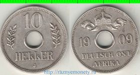 Восточная Африка Германская 10 геллеров 1909 год J