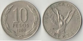 Чили 10 песо (1977-1980) (большая) (нечастый тип)