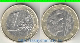Нидерланды 1 евро 2014 год (тип II) (Виллем) (биметалл) (нечастый тип и номинал)