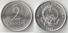 Ангола 2 кванзы 1999 год (редкий тип и номинал)