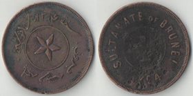 Бруней 1 цент 1886 (1304) год (редкий тип) (коррозия)