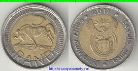 ЮАР 5 рандов 2011 год (тип XV, год-тип) (iNingizimu Afrika - iSewula Afrika) (биметалл)
