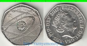 Великобритания 50 пенсов 2017 год (Елизавета II) - Исаак Ньютон