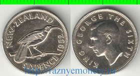Новая Зеландия 6 пенсов (1948-1952) (Георг VI не император) (нечастый тип и номинал)