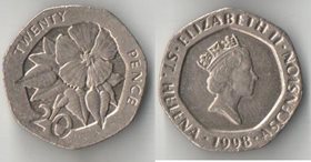 Святой Елены и Вознесения остров 20 пенсов 1998 год (Елизавета II) (нечастый номинал)