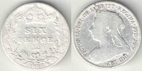 Великобритания 6 пенсов 1897 год (Виктория) (серебро)