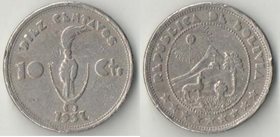 Боливия 10 сентаво 1937 год (нечастый тип)
