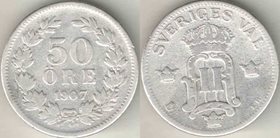 Швеция 50 эре 1907 год (тип 1906-1907) (серебро) (нечастый тип и номинал)