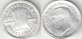 Австралия 3 пенса (1938-1944) (Георг VI) (тип I) (серебро)