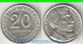 Аргентина 20 сентаво 1950 год (год-тип, нечастый тип) царапины