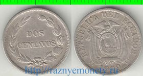 Эквадор 2 сентаво 1909 год (год-тип, редкость)