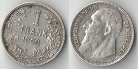 Бельгия 1 франк 1909 год (Belgen) (серебро)