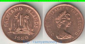 Фолклендские острова 1 пенни (1974-1992) (тип I) (бронза) (Елизавета II)