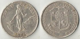 Филиппины 50 сентаво (1958-1964) (медно-никель-цинк) (диаметр 30,3 мм)