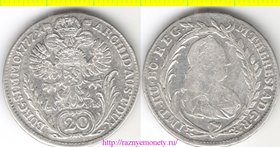 Австрия (Венгрия) 20 крейцеров 1777 год (тип 1767-1780) Мария Тереза (серебро) нечастая