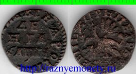 Россия денга 1713 год (Пётр I) (год буквами) (тип III, 1712-1718) (7221 год от Сотворения мира)