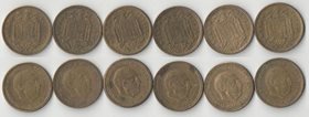 Испания 1 песета (погодовка) 1953 год (в звезде 54, 56, 60-63) (Франсиско Франко)